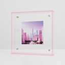 Acrylic 6x6 5x5 4x4 3x3 Floating Picture Frame Modern Desktop Display Photo Frame (Pink)