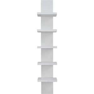 Danya B 5 Tier Wall Shelf Unit Narrow Smooth Laminate Finish - Vertical Column Utility Shelf Floating Storage Home Decor Organizer 5.1" x 6" x 30" (White), 30h X 6l X 5.1w