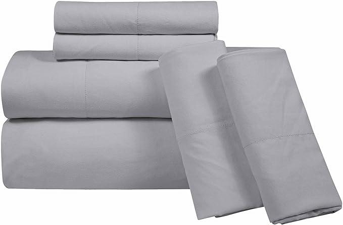 ROYALE LINENS 6 Piece King Sheets Set - Soft Brushed 1800 Microfiber Bedding - 1 Fitted and 1 Flat Sheet, 4 Pillow Cases - Wrinkle Free & Fade Resistant - Hotel Luxury Bed Sheets (Harbor Mist, King)