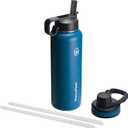 ThermoFlask 40 oz Double Wall Vacuum Insulated Stainless Steel Water Bottle with Spout and Straw Lids, Cobalt