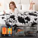 Cow Print Heating Throw Blankets Luxurious Western Soft Bubble Faux Rabbit Fur 8 Heat Settings Overheat Protection Quick Heating Electric Heated Blanket 50"x60"(Black) (Black and White)