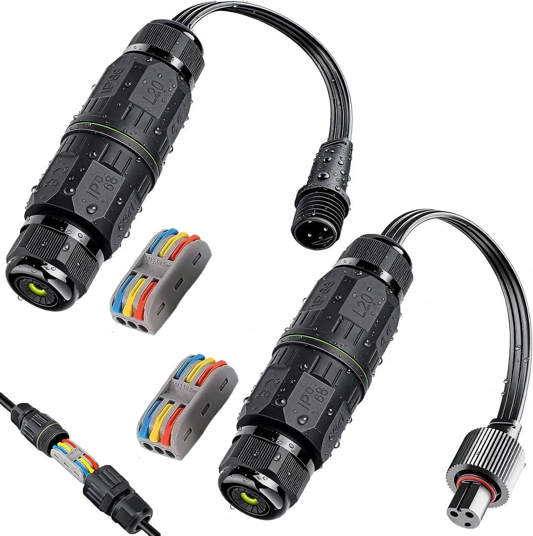 Splice Connectors for Govee Permanent Outdoor Lights, Compatible with Govee H705A H705B H705C H706A H706B H706C, IP68 Waterproof Wire Connector for Dots String Lights, Black (2 Pack)