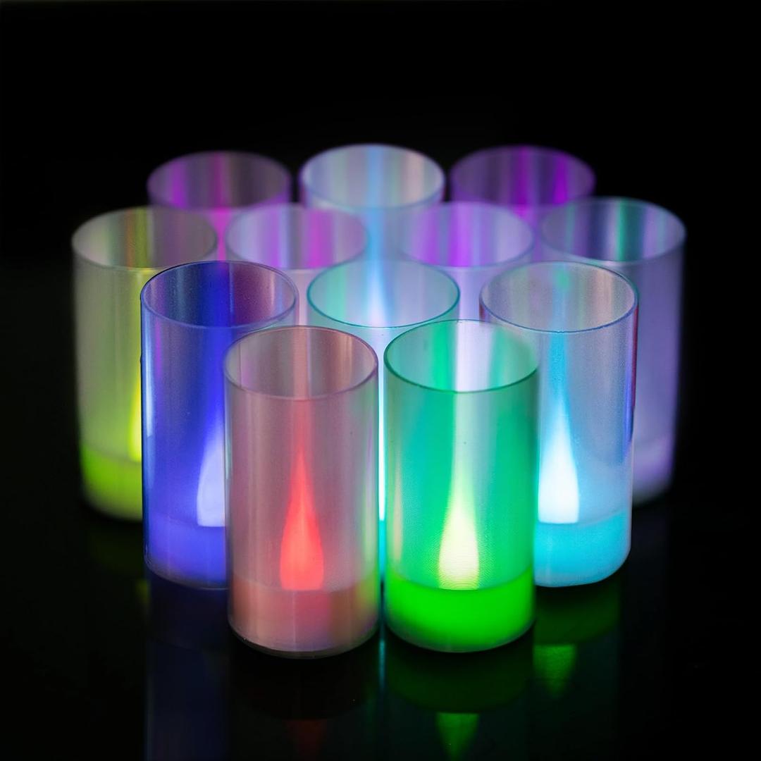 LANKER Flameless Candles, Battery Operated LED Pillar Candles, D1.5 x H3 inch, Romantic 7 Color Changing Light, Set of 12 (Color Changing)