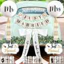 33 Pc Just Married Car Decorations  Wedding Reception & Ceremony Decor  Banners, Stickers & Balloons  Elegant Reusable Wedding Car Kit  Weather-Resistant & Easy to Apply  No Residue