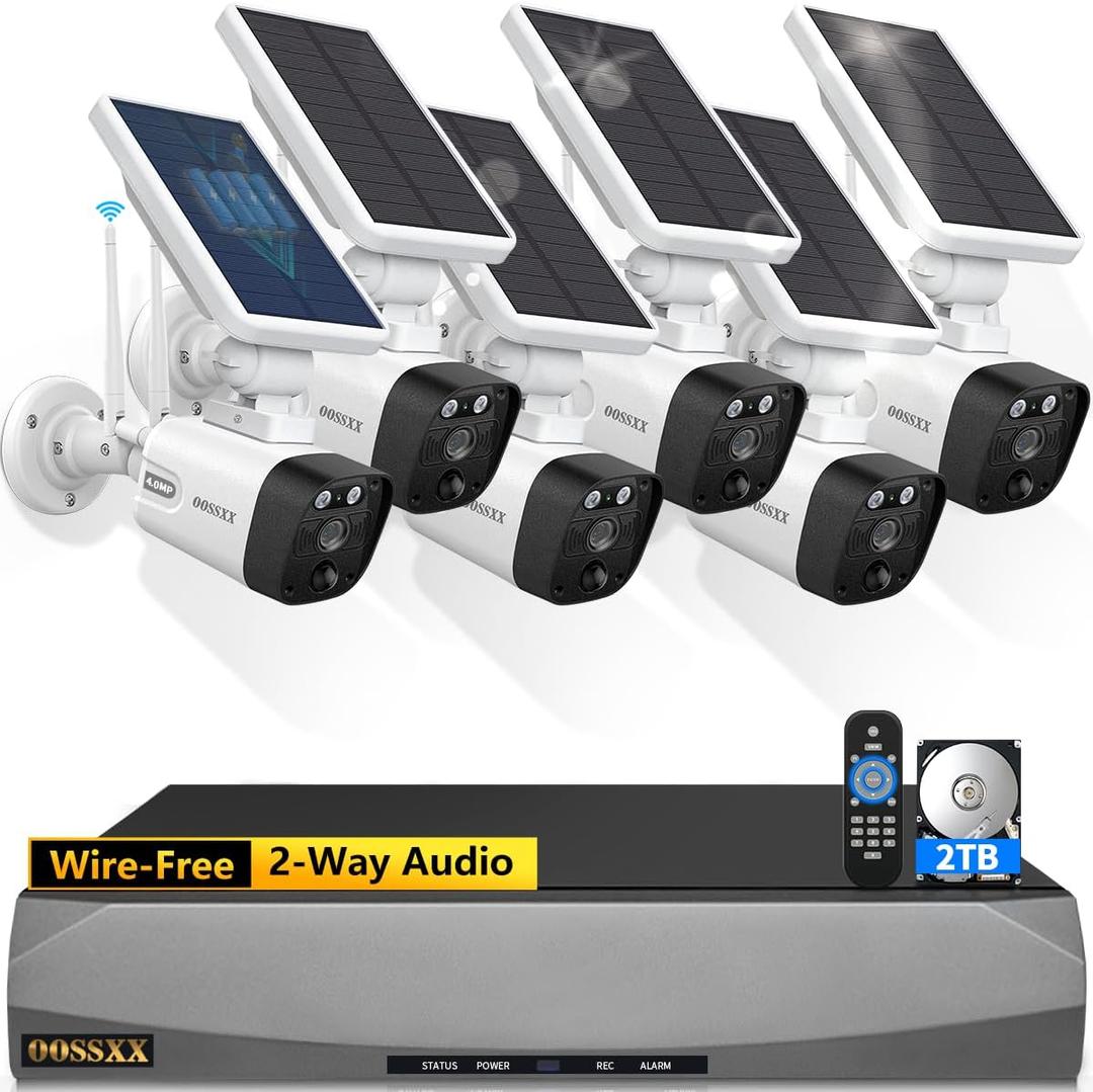 Solar Battery 100% Wire-Free 2-Way Audio 2-Antennas Enhance PIR Detection Outdoor Surveillance Camera System Solar Powered Battery Cameras System