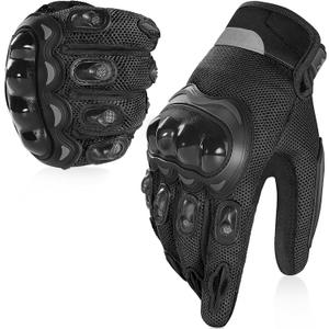 COFIT Breathable Mesh Motorcycle Gloves, Touchscreen Protective Motorbike Gloves for Men and Women BMX ATV MTB Riding, Road Racing, Motocross Racing, Cycling, Black, Large