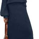 MEROKEETY Women's Fuzzy 2 Piece Outfit Winter Long Sleeve Off Shoulder Pullover Top Midi Skirt Matching Lounge Sets (L)