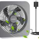 10 inch Box Fan, Small Window Fan with 3 Speeds, Quiet Square Fan Powered by DC Adapter for Bedroom Office Kitchen Home Apartment RV Camping, 8HRS Timer Function Work with Universal USB Type-C Cord