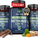 Spike Protein Supplement | Nattokinase 2000 FU 100mg, Bromelain 500mg, Curcumin 500 mg, 60 Day Supply | Full Protocol of Nattokinase Bromelain Curcumin (3 Bottle Set), Best By: Jan 2027