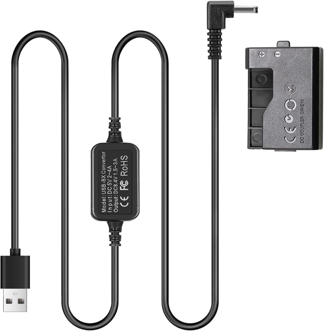 TKDY LP-E10 Dummy Battery, ACK-E10 USB Cord Continuous Power Supply Kit, for Canon EOS Rebel T7 T6 T5 T3, Kiss X50 X70 X80 X90, EOS 1100D 1200D 1300D 1500D 2000D Digital Camera.