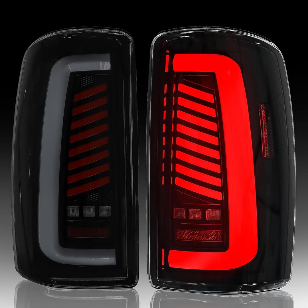 Daikokuya Sequential Full Led tail lights for 2000-2006 Chevy Suburban Tahoe,GMC Yukon Starting Animated Rear Light Assembly, Dynamic Turn Signal,Brake Light,Reverse Light Smoked