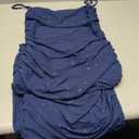 Sequin Bodycon Midi Dress for Women Sexy Sparkly Ruched Mesh Spaghetti Strap Split Cocktail Party Dresses, Size XL