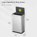 EKO Deluxe Mirage-T 50 Liter / 13.2 Gallon Touchless Rectangular Motion Sensor Trash Can, Matte Stainless Steel Finish