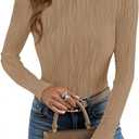 ZESICA Fall Tops for Women 2025 Trendy Long Sleeve Shirts Dressy Casual Textured Blouses (Brown, M)