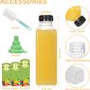 16oz Clear Plastic Juice Bottle with Caps Reusable Food-Grade Leak-Proof Lids with Stickers for Juicing Smoothies Turmeric Juice Milk and Other Beverages (6-Pack)