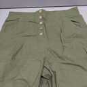SVALIY Women Flowy Pants Cotton Linen Wide Leg Palazzo Pants Long Lounge Slacks High Waist Button Trousers Pocket Green Army XL