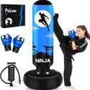 Punching Bag for Kids, Kids Boxing Set with Boxing Gloves 66" Large Inflatable Punching Bag,Gifts for Boys & Girls Age 5-12 for Practicing Karate, Taekwondo (Blue)
