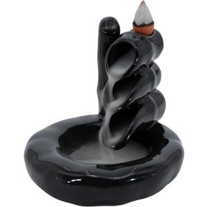 DK177 Waterfall Incense Holder Backflow Cone Ceramic Burner Handcrafted Porcelain Censer Incense Stick Stand with 20 Free Cones