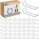 Tandefio 50 Pcs Double Arm Pegboard Hooks Heavy Duty 4.52" Fit 1/4 Pegboard Hole Loop Peg Board Wall Pegs Shelf Hooks for Shelves for Retail Stores Craft Room Garage Workbench