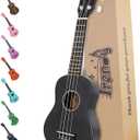 Trendy Soprano Saint Patrick's Day Ukulele for Beginners 21 Inch Hawaiian Wood Ukuleles for Adult Student Starter Four Strings Guitar (Black)