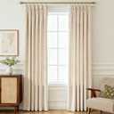 Triple Pinch Pleated Cream Velvet Curtains 120 inches Long Living Room Darkening Curtain Neutral Modern Farmhouse French Pinch Pleat Curtain Panel Heavy Thick Light Filtering Velvet Drapes for Bedroom (40"W x 120"L (Pack of 2))