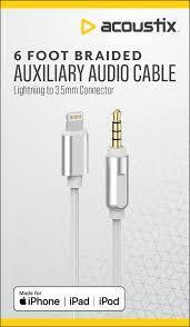 Acoustix™ 3.5mm to Apple Lightning Braided Auxillary Cable - White