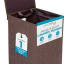 BirdRock Home Single Laundry Hamper with Lid and Removable Liner | Linen | Easily Transport Laundry | Foldable Hamper | Cut Out Handles, Twin