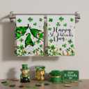 XCHI Gnomes Green Shamrocks Clovers Horseshoes St. Patrick's Day Kitchen Towels Dish Towels 18x26 Inch Home Kitchen Decorations Hand Towels Set of 2 Drying Dishcloth