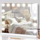 Vanity Mirror with Lights Lighted Makeup Mirror with 15 Dimmable LED Bulbs,3 Color Lighting Modes,USB Charging Port Touch Control,Sturdy Metal Frame Design,White (22.8"L x 18"W)