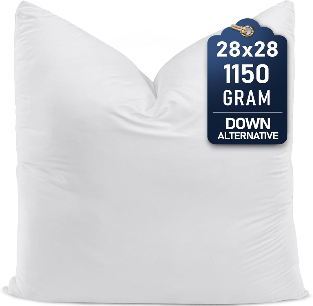 Utopia Bedding Throw Pillows (Set of 1, White) 28 x 28 Inches Down Alternative Pillows for Bed, Sofa, and Couch - Fluffy Decorative Stuffer Pillow for Indoors & Outdoors