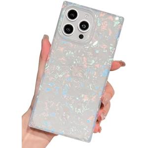 KERZZIL Cute Girly Rectangle Compatible with iPhone 16 Pro Max Case, Slim Colorful Sparkle Glitter Mother Shell Pearl Pattern Translucent Soft TPU Protective Bumper Cases Cover(Pearl,16 Pro Max)