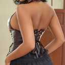Women's Y2K Leather Halter Corset Tops Backless Shapewear Top Slit Grommet Eyelet Lace Up Party Tank Club Outfits (Brown, S)