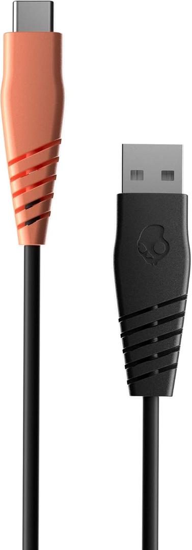Skullcandy Line USB Charger Cable, 15W USB A to USB C with Fast Charging for Samsung/Android Phones, Speakers, Headphones and Bluetooth Devices, 4ft - Black/Orange