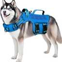Dog Harness for Large Dogs Heavy Duty, No Pull Tactical Dog Harness with Molle System, Easy On and Off Service Dog Vest, Breathable Padded, Adjustable Reflective Pet Vest for Walking Hiking Training,  L(Neck:18-24",Chest:25-36"),45-80 lbs, Blue