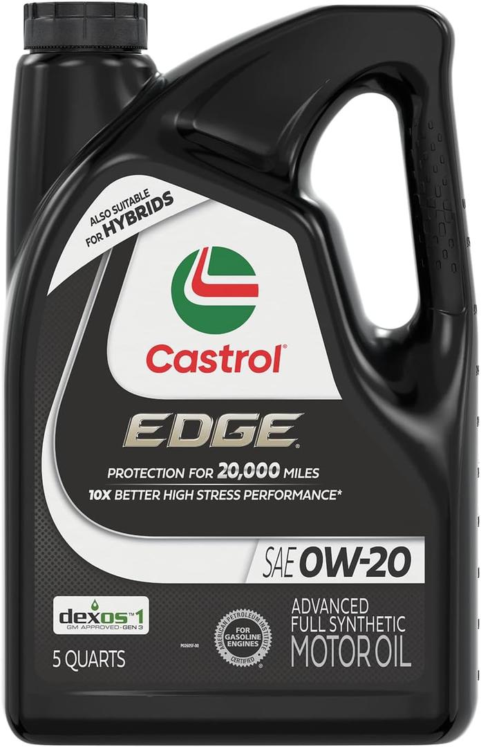 Castrol EDGE 0W-20 Advanced Full Synthetic Motor Oil, 5 Quarts