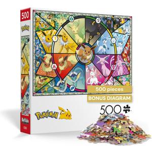 Buffalo Games - Pokmon - Eevee Evolutions Series 1 - 500 Piece Jigsaw Puzzle for Adults - Challenging Puzzle Perfect for Game Nights - Finished Size 21.25 x 15.00