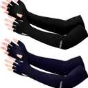 UV Protection Gloves - Non Slip Sunblock Gloves for Summer Outdoor Fishing & Driving (Black Blue)