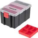 INTERTOOL Small Parts Storage Organizer with Removable Tray - 8.5 x 6 x 4.5 - Compartment Plastic Tool Box for Nails, Screws, Nuts, Bolts, Hardware, First Aid Crafts Storage, Sewing - BX08-4041