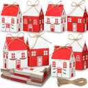Zhanmai 48 Pcs Christmas Treat Boxes Candy Red Village Vintage Mini Gingerbread House Favor Box Christmas Party Paperboard Gift Boxes for Xmas Holiday Party Treat Cookie Goodie Snack Gift Packaging