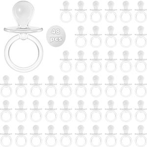 Jetec 48 Pieces 2.5 Inch Acrylic Baby Pacifiers Gender Reveal Party Decorations for DIY Baby Shower Birthday Party Favors(Clear)
