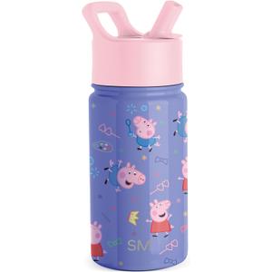 Simple Modern Kids Summit Water Bottle with Straw Lid | Peppa Pig 14oz Stainless Steel Cup Insulated Tumbler for Toddlers, School | Peppa Pig Bubbles