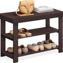 SONGMICS Shoe Rack Bench, 3-Tier Bamboo Shoe Storage Organizer, Entryway Bench, Holds Up to 286 lb, 11.3 x 27.6 x 17.8 Inches, for Entryway Bathroom Bedroom, Brown ULBS04Z