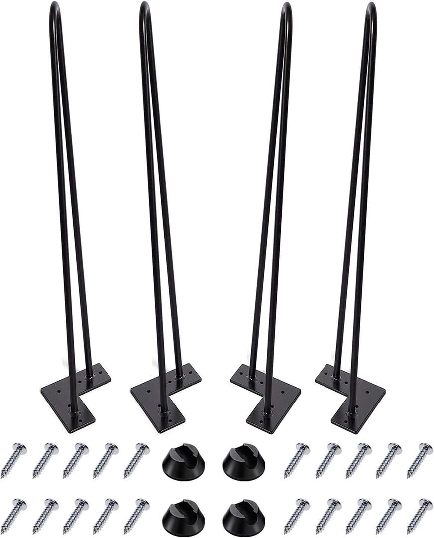 MSOBAIW Hairpin Legs 28 Inch Set of 4, DIY Metal Table Furniture Legs Ideal for Dining Table, Desk, 3/8" Diameter Mid Century Modern Style (71 cm, Black)