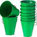 Ripeng 12 Pack Galvanized Flower Buckets, Metal Bucket with Handle, 5 Inch, Tin, Mini Round Flower Pot Plant Basket, Party Supplies for Candy Bars Vase Crafts Favors(Green)