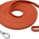 Long Leash Waterproof Training Longline Outdoor Dog Leash Great for Training, Beach, Yard, Play, Camping (30ft, Brandy red)