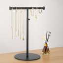 niffgaff T Bar Purse Display Stand Tabletop: Adjustable Height Handbag Holder, Countertop Hanging Rack for Long Necklace Scarf Lanyard, Black