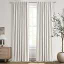 Extra Long Floor to Ceiling 132 Inch Viral Curtains for Living Room, Pinch Pleated Cream Blackout Curtain Linen Insulated Soundproof Heavy Drapes for Dining Room Large Windows W40"xL132"x2 Panels (Birch)