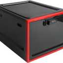 Medicine Lock Box - Refrigerator Lockable Box for Food Storage Locker - Clear Lockbox with Combination - Childproof First AID Locking Pill Case and Medical Organizer Bin - Ipad Tablet Phone Jail Box (Black+red)