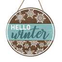 HSNBT Hello Winter Door Sign, Winter Christmas Welcome Sign for Front Door Porch Home Decor Farmhouse Snowflake Xmas Holiday Hanging Sign Christmas Wooden Wall Decorations