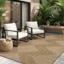MontVoo-Outdoor Rug-Patio Rug 9x12 Polypropylene Indoor Outdoor Rug Outdoor Carpet for Patio Deck Balcony Porch, Textured Weave, Durable for High Traffic, Fade-Resistant, Boho Geometric Neutral Brown